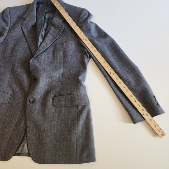 Givenchy Gentleman for Chequers Vintage Blazer Suit Jacket Gray Pinstriped 42R - Picture 16 of 16